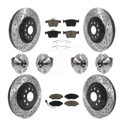 Hub Bearing Coated Brake Rotor Pads Front Rear Kit (10Pc) For Audi Q3 Volkswagen