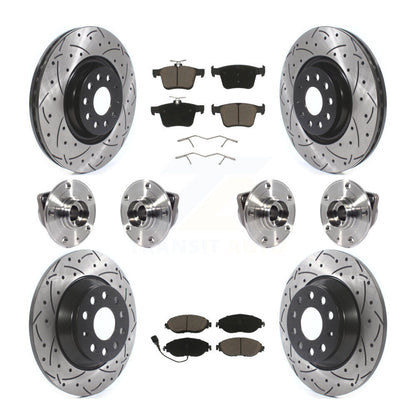 Hub Bearing Coat Brake Rotor Pad Front Rear Kit (10Pc) For Volkswagen Tiguan AWD