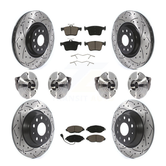 Hub Bearing Coat Brake Rotor Pad Front Rear Kit (10Pc) For Volkswagen Tiguan AWD