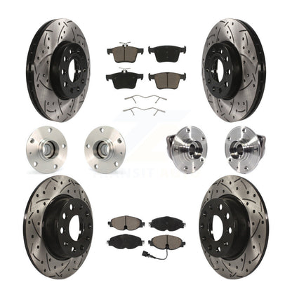 Hub Bearing Coated Brake Rotor & Pad Front Rear Kit (10Pc) For 2016 Audi A3 2.0L