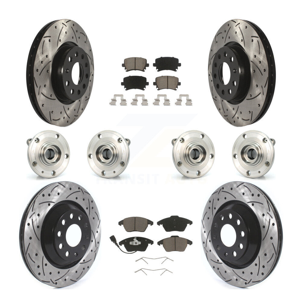 Hub Bearing Coat Brake Rotor Pads Front Rear Kit (10Pc) For Volkswagen Passat CC