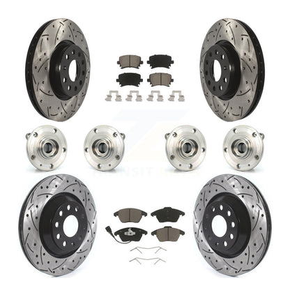 Hub Bearing Coat Brake Rotor Pads Front Rear Kit (10Pc) For Volkswagen Passat CC