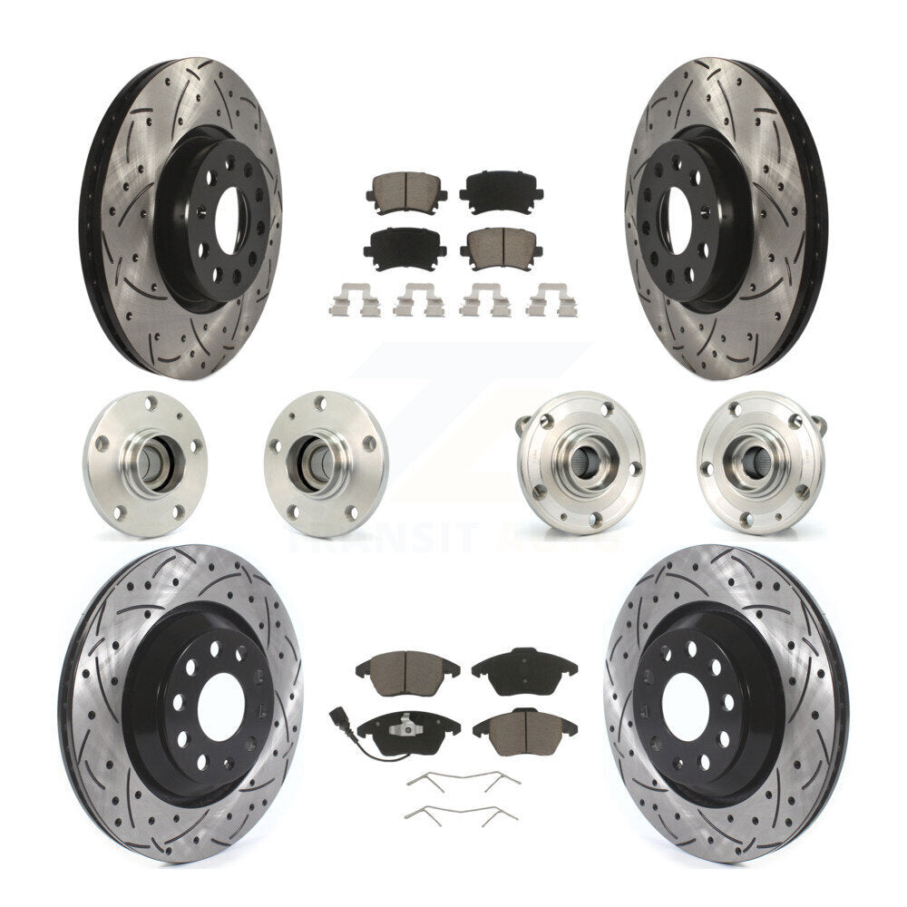 Hub Bearing Coat Brake Rotor Pads Front Rear Kit (10Pc) For Volkswagen Passat CC