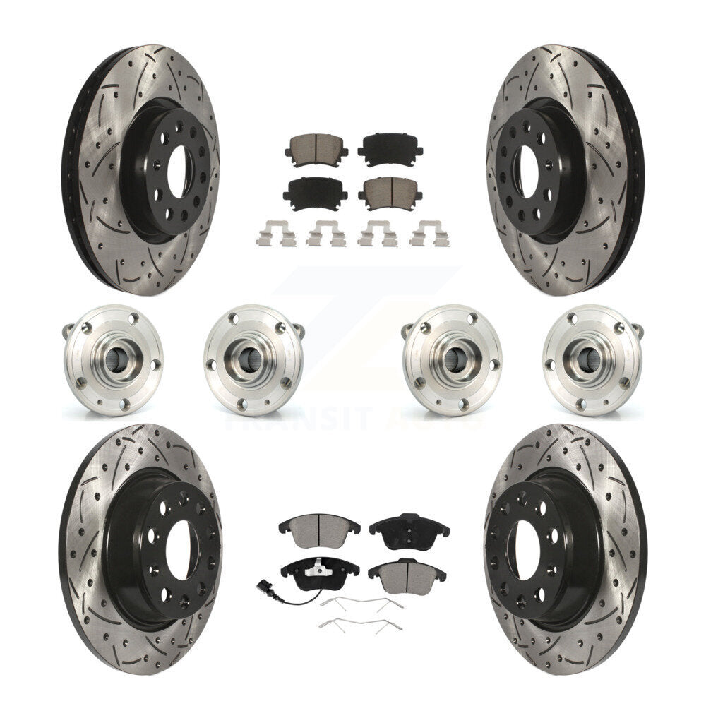 Hub Bearing Coat Brake Rotor Pads Front Rear Kit (10Pc) For Volkswagen Tiguan Q3