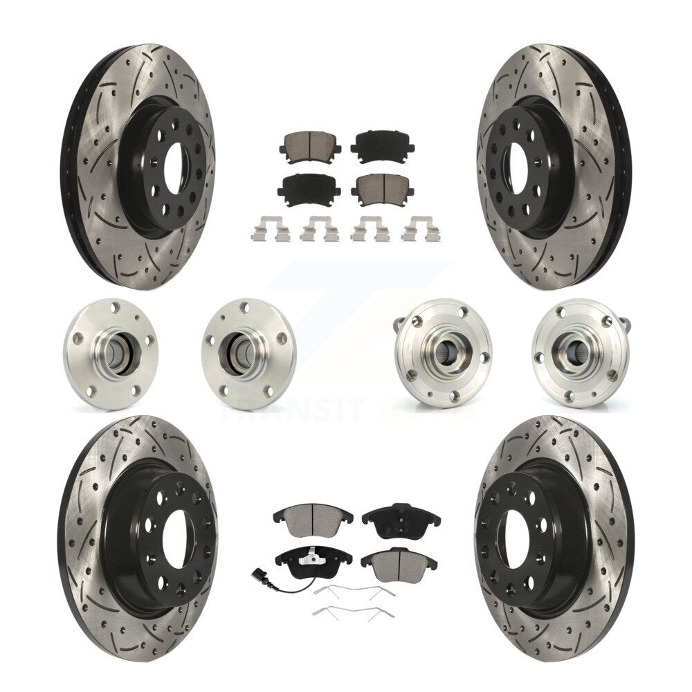 Hub Bearing Coat Brake Rotor Pads Front Rear Kit (10Pc) For Volkswagen Tiguan Q3
