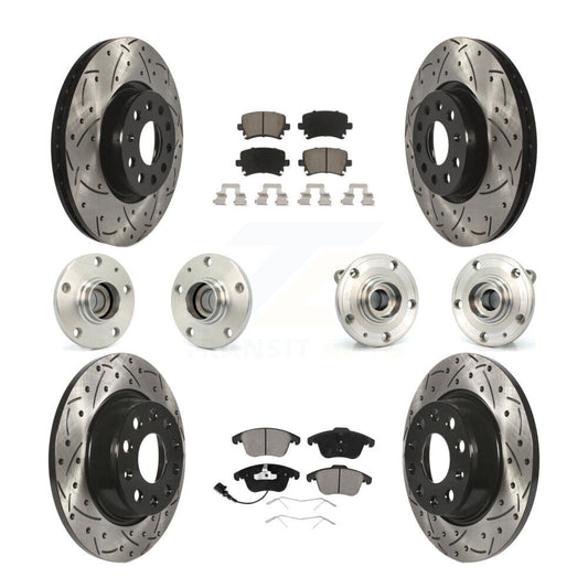 Hub Bearing Coat Brake Rotor Pads Front Rear Kit (10Pc) For Volkswagen Tiguan Q3