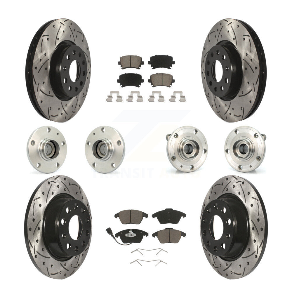 Hub Bearing Coat Brake Rotor Pads Front Rear Kit (10Pc) For Volkswagen CC Passat