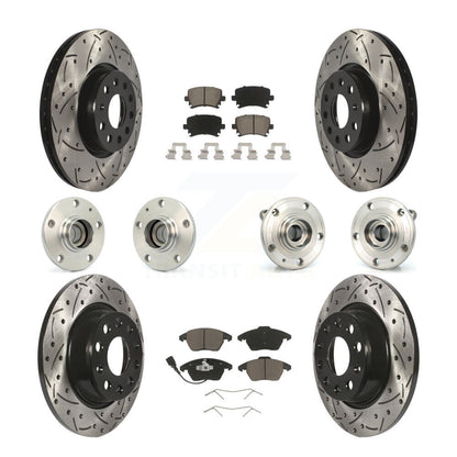 Hub Bearing Coat Brake Rotor Pads Front Rear Kit (10Pc) For Volkswagen CC Passat