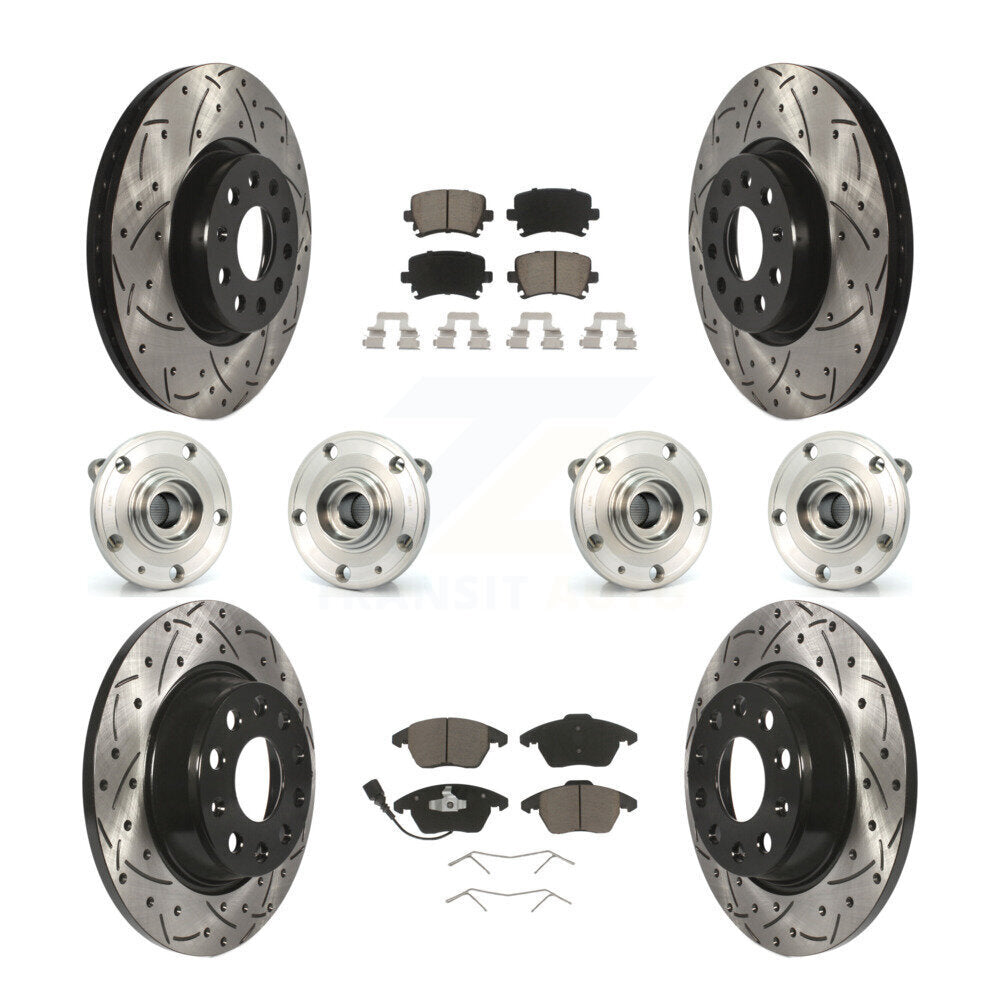 Hub Bearing Coat Brake Rotor Pads Front Rear Kit (10Pc) For Volkswagen Passat CC