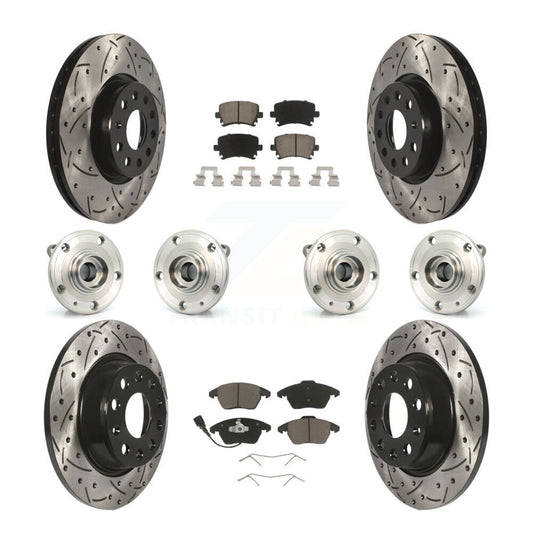 Hub Bearing Coat Brake Rotor Pads Front Rear Kit (10Pc) For Volkswagen Passat CC