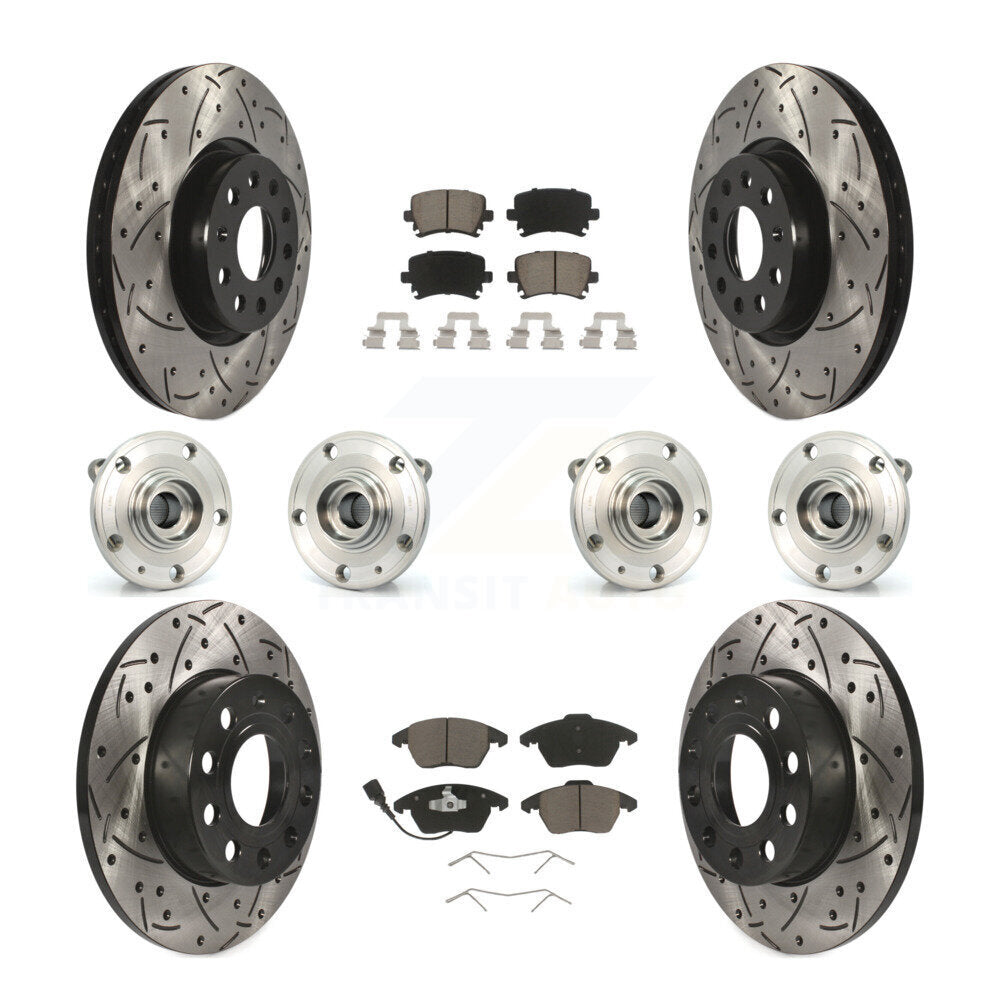 Hub Bearing Coated Brake Rotor And Pad Front Rear Kit (10Pc) For Audi A3 Quattro