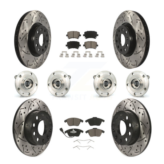 Hub Bearing Coated Brake Rotor And Pad Front Rear Kit (10Pc) For Audi A3 Quattro