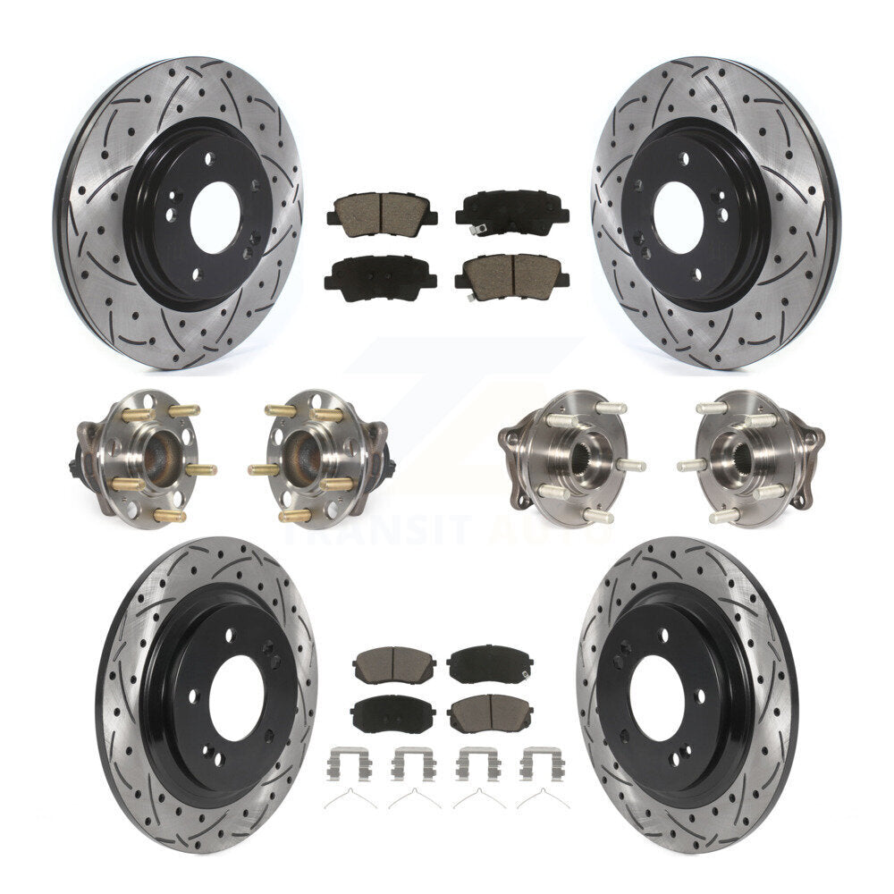 Hub Bearing Coated Disc Brake Rotor And Pad Front Rear Kit (10Pc) For Kia Optima
