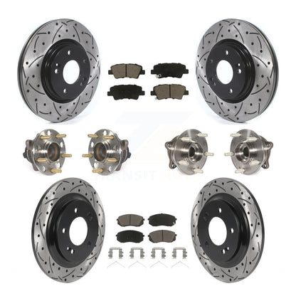 Hub Bearing Coated Disc Brake Rotor And Pad Front Rear Kit (10Pc) For Kia Optima