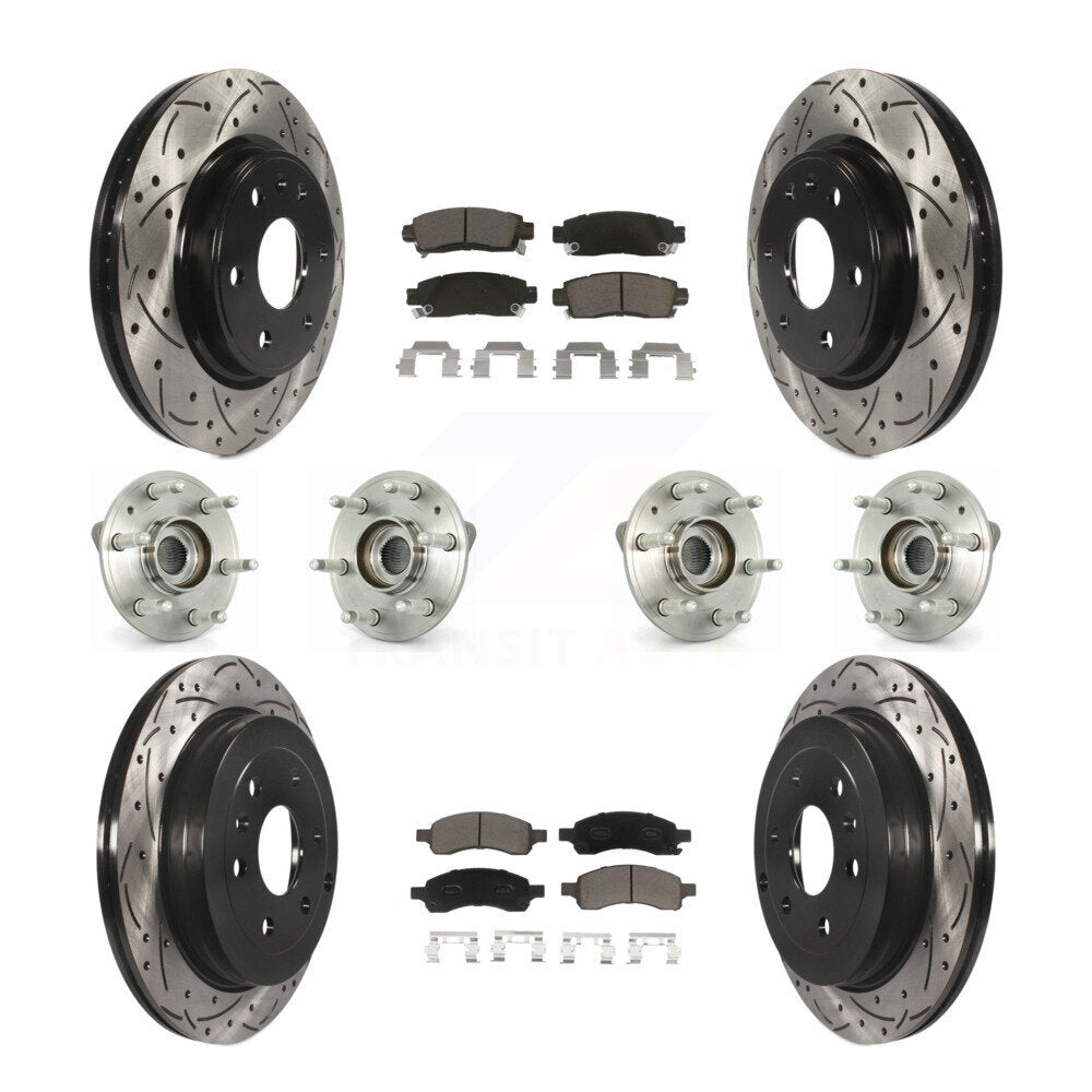 Hub Bearing Coated Brake Rotor & Pads Front Rear Kit (10Pc) For GMC Acadia Buick