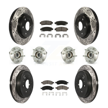 Hub Bearing Coated Brake Rotor & Pads Front Rear Kit (10Pc) For GMC Acadia Buick