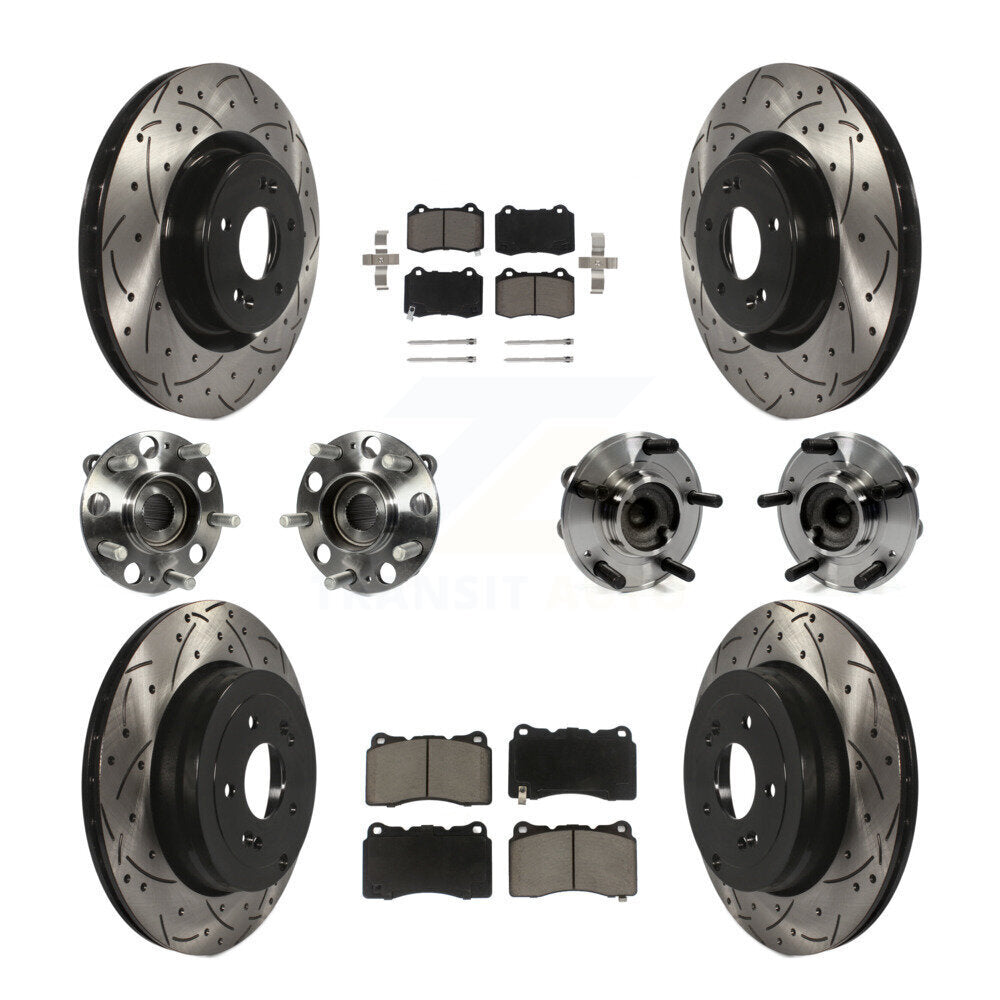 Hub Bearing Coat Brake Rotor Pad Front Rear Kit (10Pc) For Hyundai Genesis Coupe