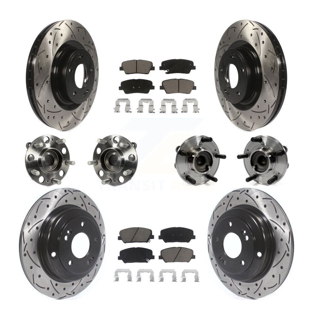 Hub Bearing Coat Brake Rotor Pad Front Rear Kit (10Pc) For Hyundai Genesis Coupe