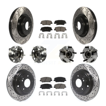 Hub Bearing Coat Brake Rotor Pad Front Rear Kit (10Pc) For Hyundai Genesis Coupe