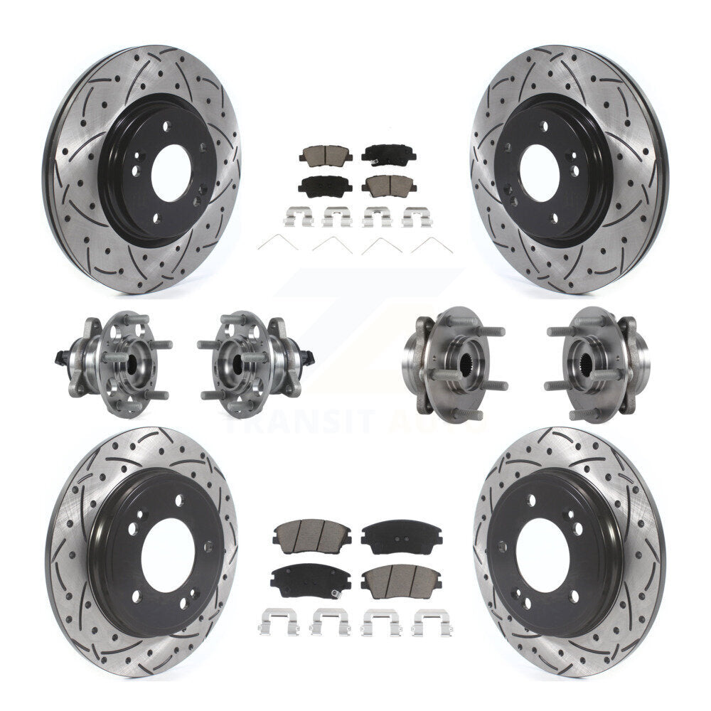 Hub Bearing Coat Brake Rotor Pads Front Rear Kit (10Pc) For Hyundai Elantra 1.6L