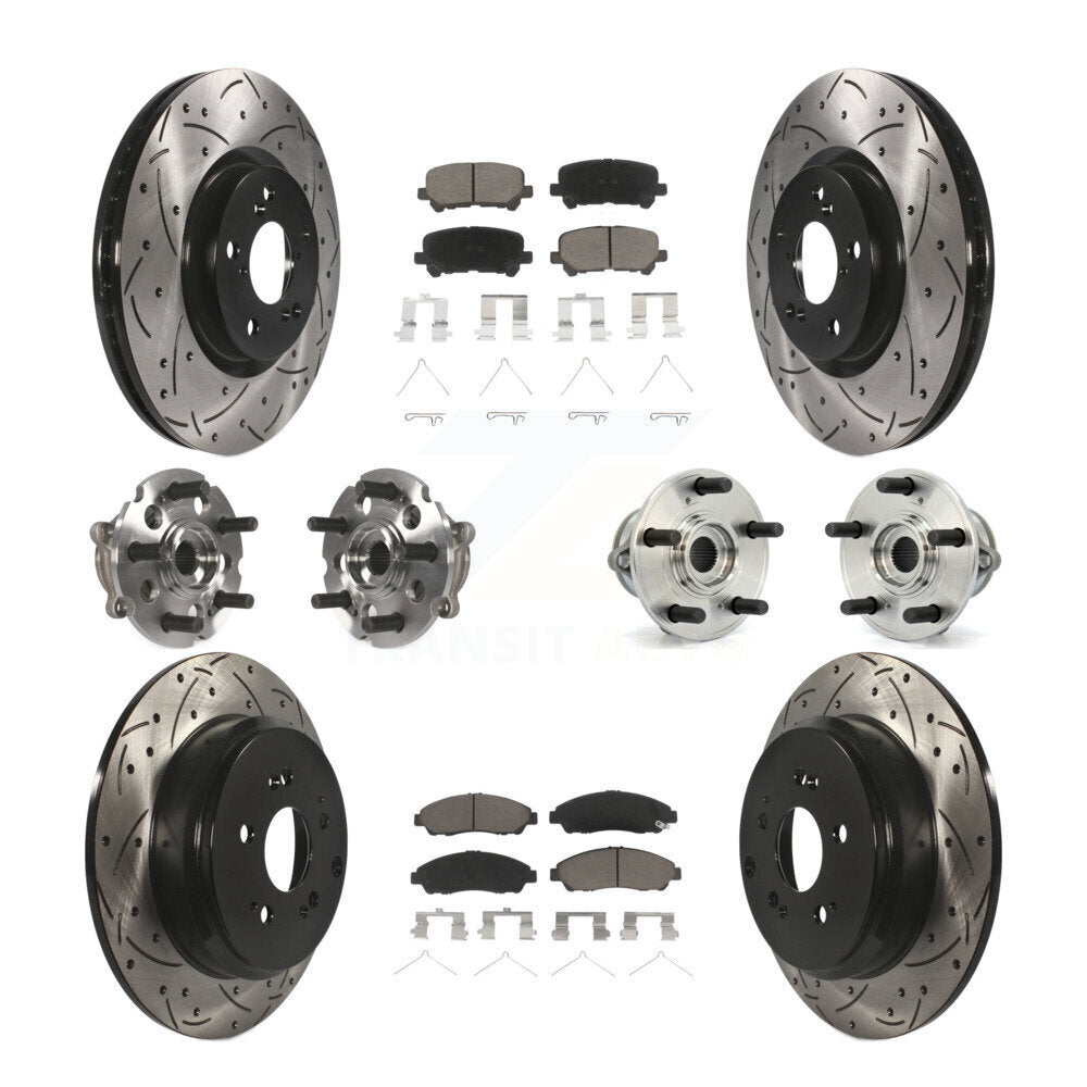 Hub Bearing Coat Brake Rotor Pad Front Rear Kit (10Pc) For Honda Pilot Acura MDX