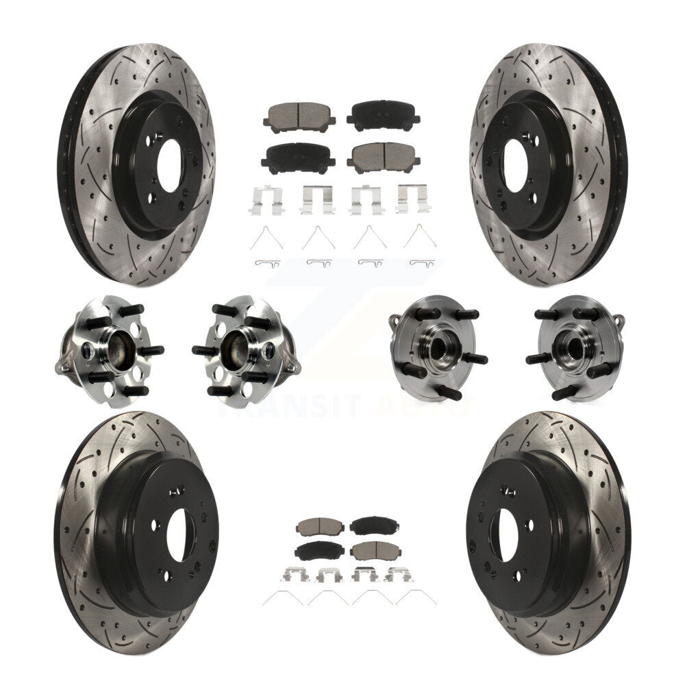 Hub Bearing Coated Brake Rotor Pad Front Rear Kit (10Pc) For 11-14 Honda Odyssey
