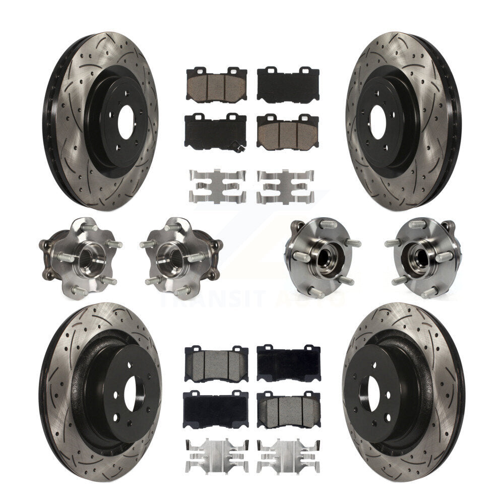 Hub Bearing Coated Brake Rotor & Pads Front Rear Kit (10Pc) For INFINITI G37 RWD