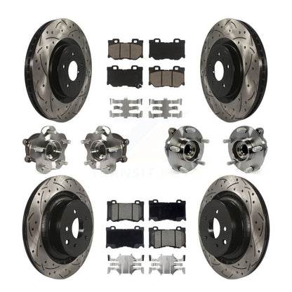 Hub Bearing Coated Brake Rotor & Pads Front Rear Kit (10Pc) For INFINITI G37 RWD