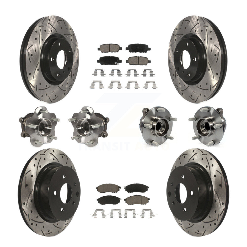 Hub Bearing Coated Brake Rotor Pads Front Rear Kit (10Pc) For INFINITI EX35 QX50