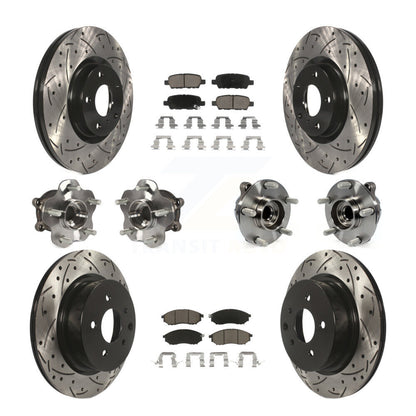 Hub Bearing Coated Brake Rotor Pads Front Rear Kit (10Pc) For INFINITI EX35 QX50