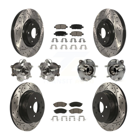 Hub Bearing Coated Brake Rotor Pads Front Rear Kit (10Pc) For INFINITI EX35 QX50