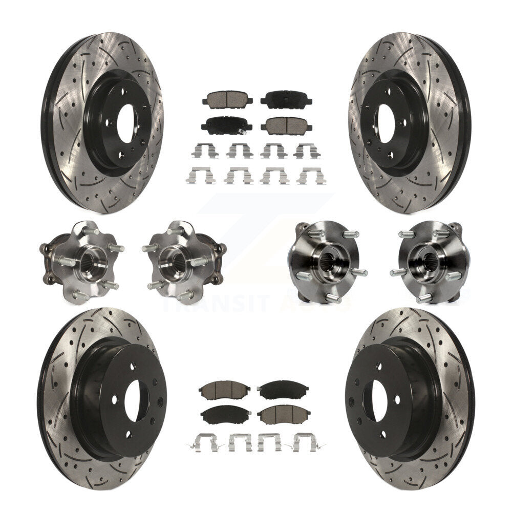 Hub Bearing Coat Brake Rotor Pad Front Rear Kit (10Pc) For INFINITI G37 EX35 G25