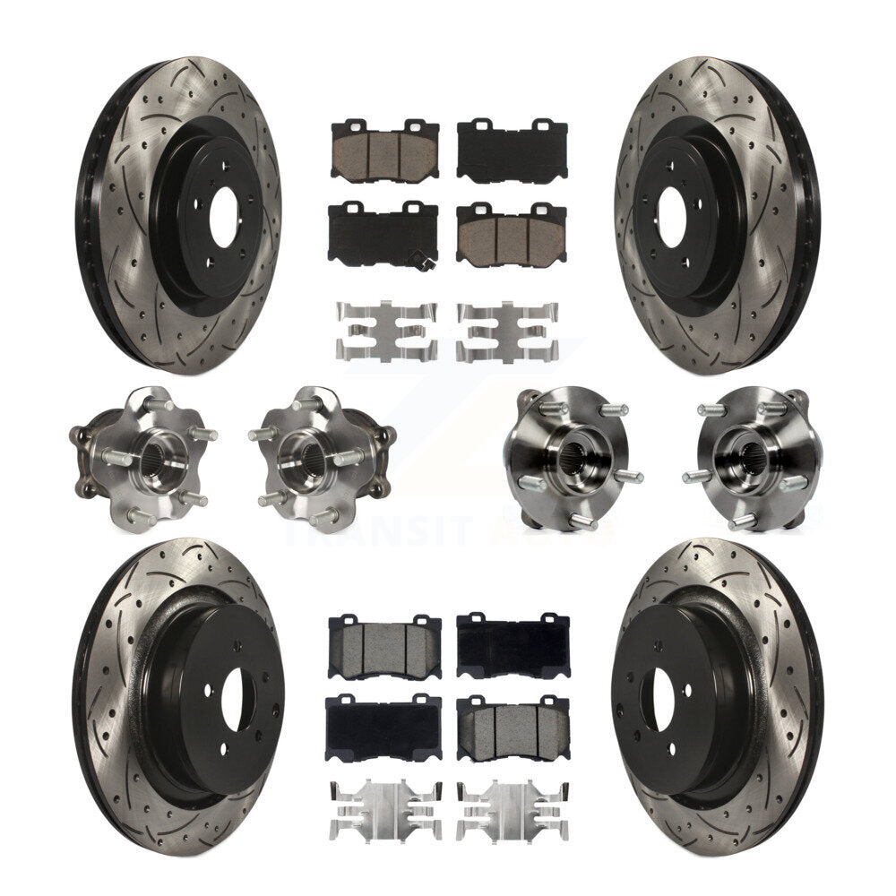Hub Bearing Coated Disc Brake Rotor Pads Front Rear Kit (10Pc) For INFINITI FX50