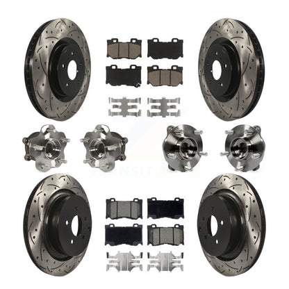 Hub Bearing Coated Disc Brake Rotor Pads Front Rear Kit (10Pc) For INFINITI FX50
