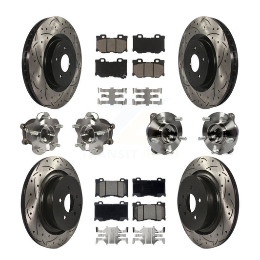 Hub Bearing Coated Disc Brake Rotor Pads Front Rear Kit (10Pc) For INFINITI FX50