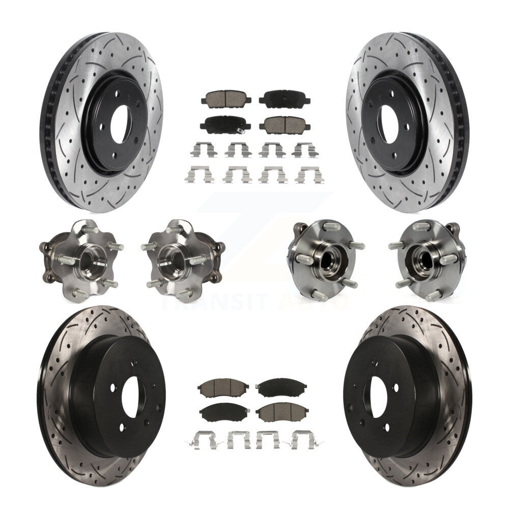 Hub Bearing Coated Brake Rotor Pads Front Rear Kit (10Pc) For INFINITI FX35 FX37