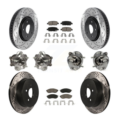 Hub Bearing Coated Brake Rotor Pads Front Rear Kit (10Pc) For INFINITI FX35 FX37