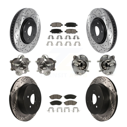 Hub Bearing Coated Brake Rotor Pads Front Rear Kit (10Pc) For INFINITI FX35 FX37