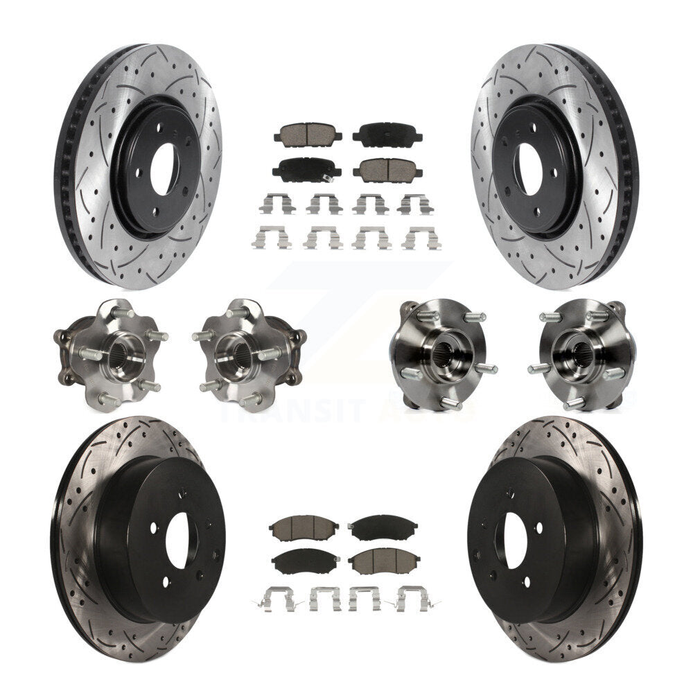 Hub Bearing Coated Brake Rotor Pads Front Rear Kit (10Pc) For INFINITI FX35 FX37