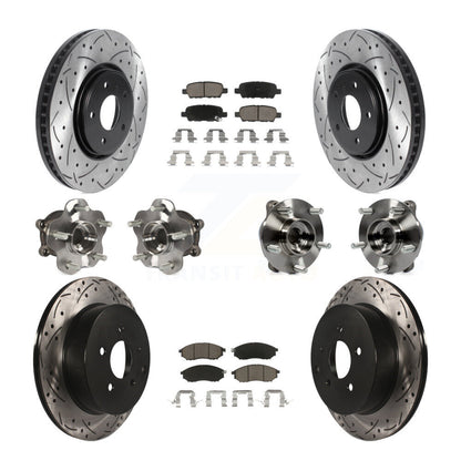 Hub Bearing Coated Brake Rotor Pads Front Rear Kit (10Pc) For INFINITI FX35 FX37