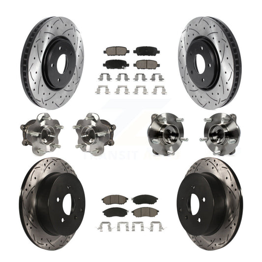 Hub Bearing Coated Brake Rotor Pads Front Rear Kit (10Pc) For INFINITI FX35 FX37