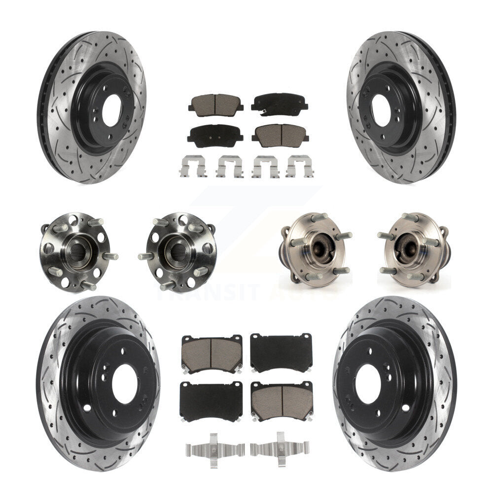 Hub Bearing Coat Brake Rotor Pads Front Rear Kit (10Pc) For Hyundai Genesis 4.6L