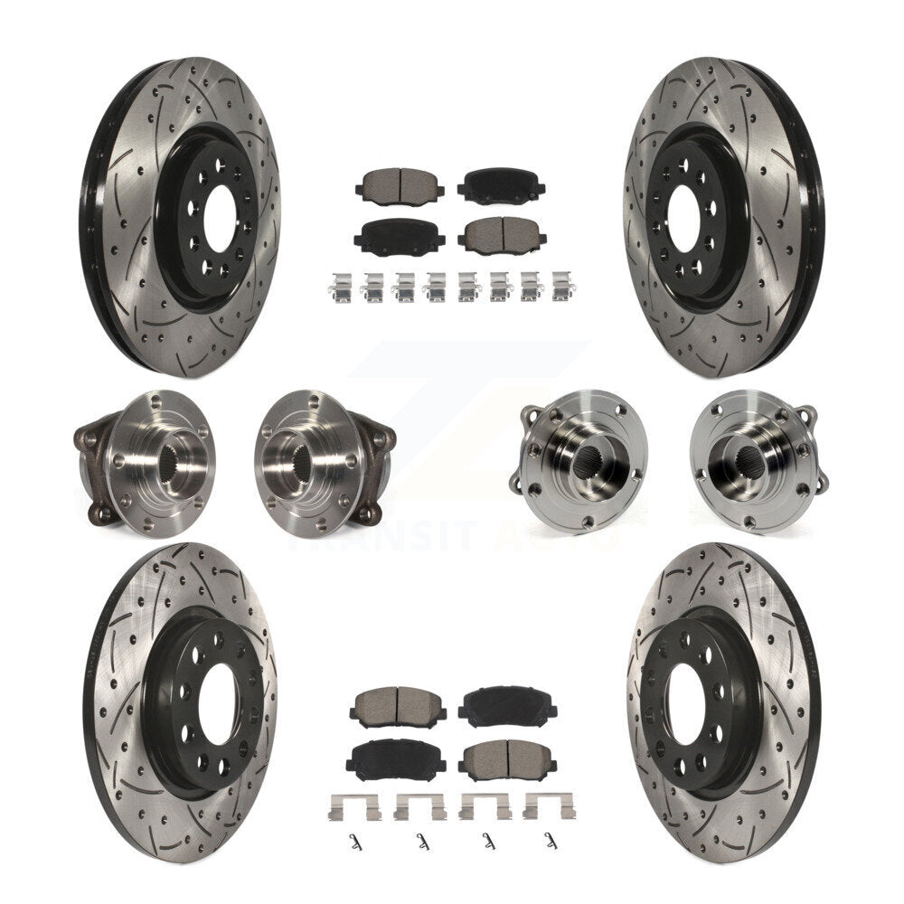 Hub Bearing Coated Brake Rotor & Pads Front Rear Kit (10Pc) For Chrysler 200 AWD