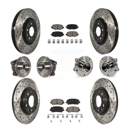 Hub Bearing Coated Brake Rotor & Pads Front Rear Kit (10Pc) For Chrysler 200 AWD