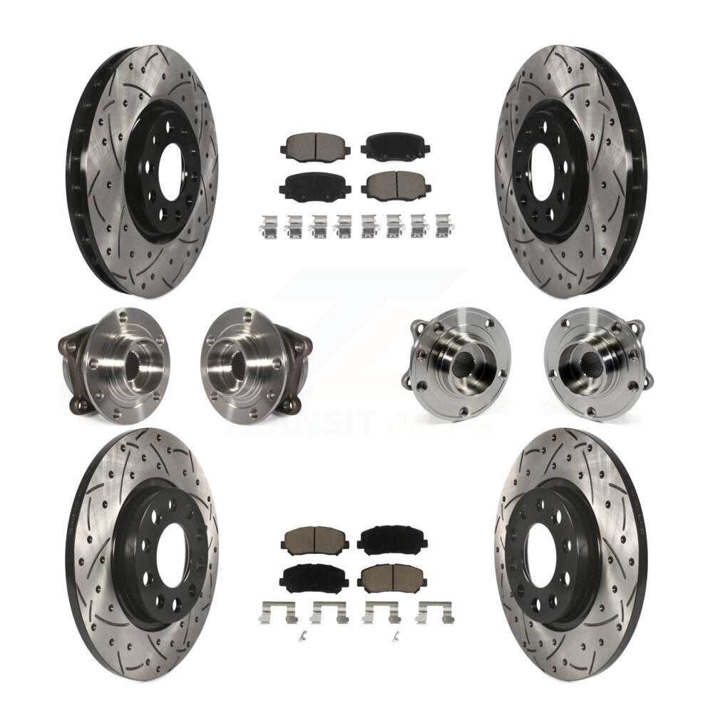 Hub Bearing Coated Brake Rotor & Pads Front Rear Kit (10Pc) For Chrysler 200 AWD