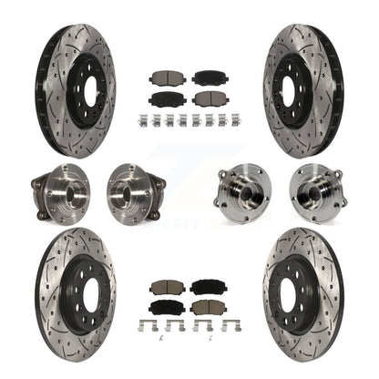 Hub Bearing Coated Brake Rotor & Pads Front Rear Kit (10Pc) For Chrysler 200 AWD