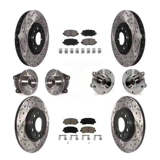 Hub Bearing Coated Brake Rotor & Pads Front Rear Kit (10Pc) For Chrysler 200 AWD
