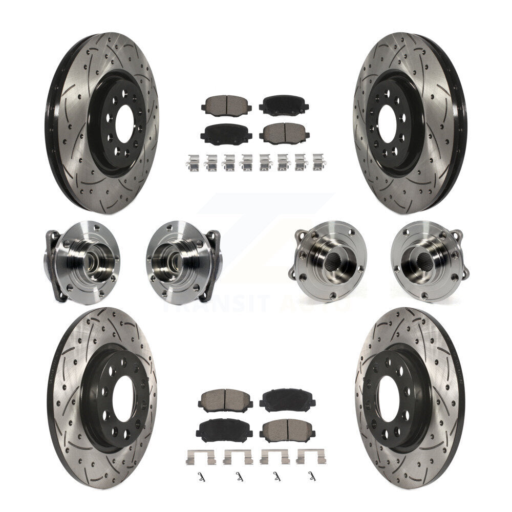 Hub Bearing Coated Brake Rotor & Pads Front Rear Kit (10Pc) For Chrysler 200 FWD