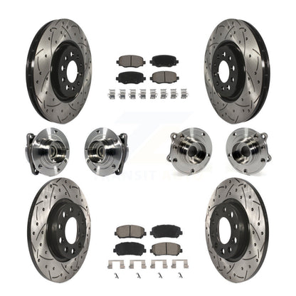 Hub Bearing Coated Brake Rotor & Pads Front Rear Kit (10Pc) For Chrysler 200 FWD