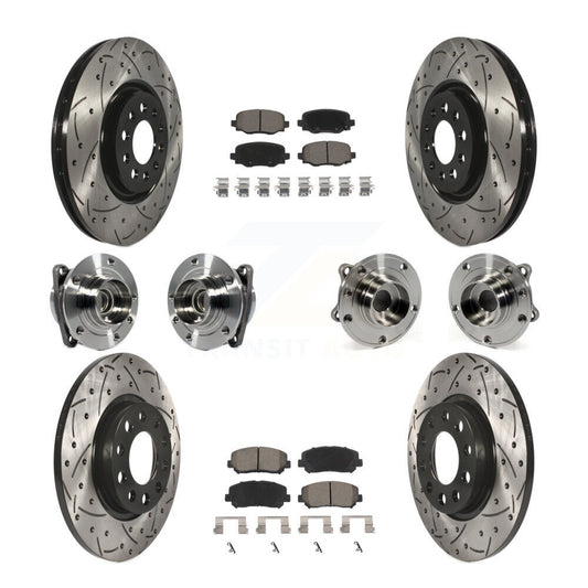 Hub Bearing Coated Brake Rotor & Pads Front Rear Kit (10Pc) For Chrysler 200 FWD
